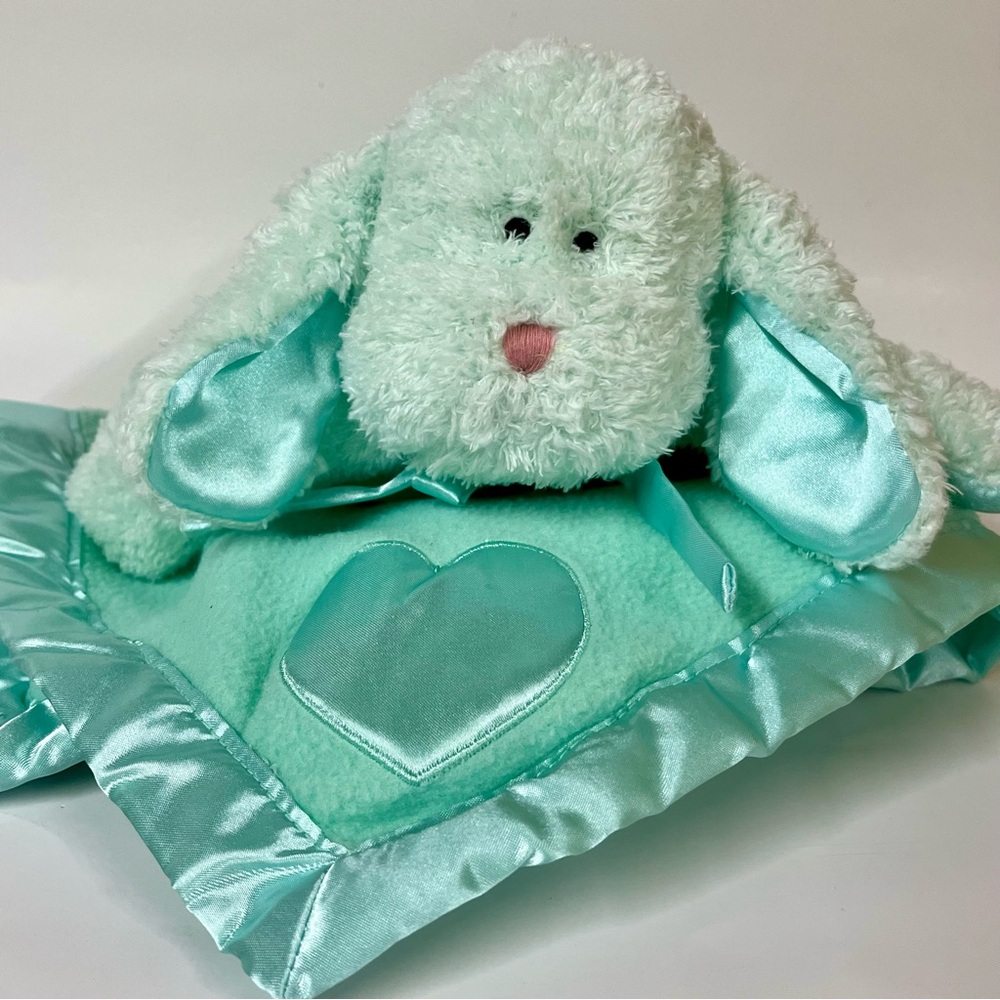 Baby Boyds Bear Dog Security Blanket Lovey Puppy Mint Green Satin Trim Ears Paws